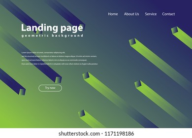 Landing page with trendy geometric background