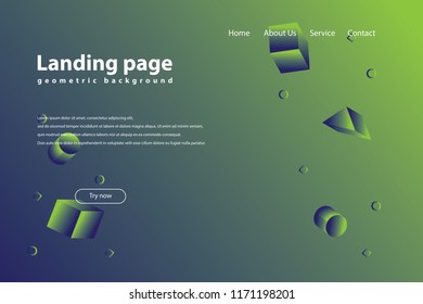 Landing page with trendy geometric background