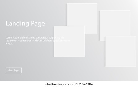 Landing page vector background with gray color and square shape