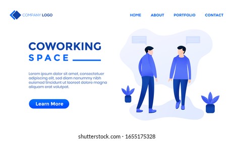 Landing page vector design about the two people being discussed with the theme of flat illustrations, very suitable for web design templates, landing page designs etc.