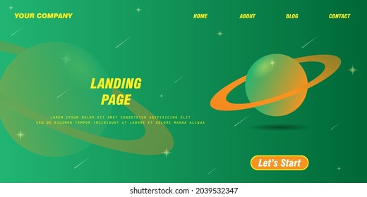 Landing Page Vector Design with free space planet template and eps file 10