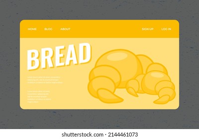 Landing page vector design with illustration of bread for website presentation isolated.