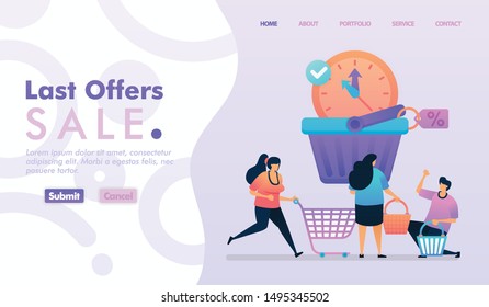 Landing page vector design of Last Offers Sale. Easy to edit and customize. Modern flat design concept of web page, website, homepage, mobile apps, UI. character cartoon Illustration flat style.