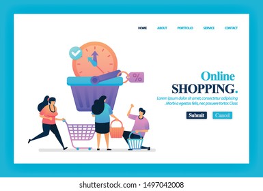 Landing page vector design of Last Offers Sale. Easy to edit and customize. Modern flat design concept of web page, website, homepage, mobile apps, UI. character cartoon Illustration flat style.