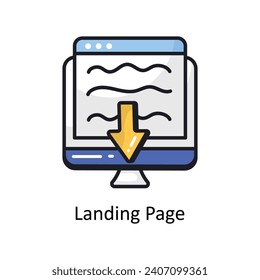 Landing Page vector Filled outline doodle Design illustration. Symbol on White background EPS 10 File 