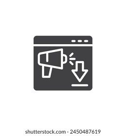 Landing page vector icon. filled flat sign for mobile concept and web design. Landing Page glyph icon. Symbol, logo illustration. Vector graphics