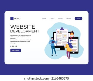 concepto de diseño de páginas web de la ilustración del vector de la página de aterrizaje y desarrollo de sitios web móviles