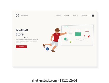 Landing Page Vector Illustration for Your Business Web Online Football Store