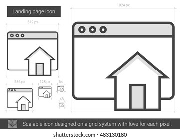 Landing page vector line icon isolated on white background. Landing page line icon for infographic, website or app. Scalable icon designed on a grid system.
