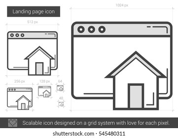 Landing page vector line icon isolated on white background. Landing page line icon for infographic, website or app. Scalable icon designed on a grid system.