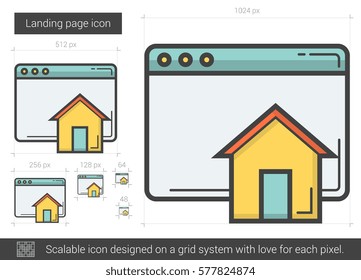 Landing page vector line icon isolated on white background. Landing page line icon for infographic, website or app. Scalable icon designed on a grid system.