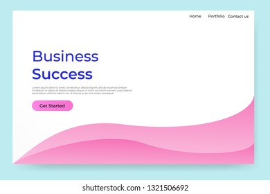 landing page vector with pink wave. web header design concept. modern flat web page templates