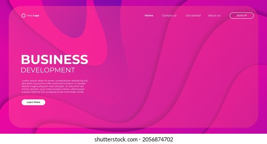 Landing page vector template. Abstract modern background with liquid fluid color shapes. Minimalistic template for websites, apps