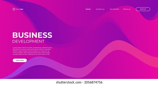 Landing page vector template. Abstract modern background with liquid fluid color shapes. Minimalistic template for websites, apps