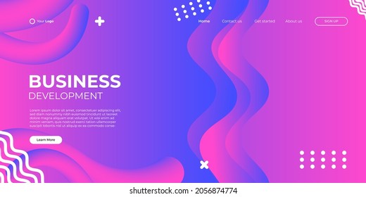 Landing page vector template. Abstract modern background with liquid fluid color shapes. Minimalistic template for websites, apps