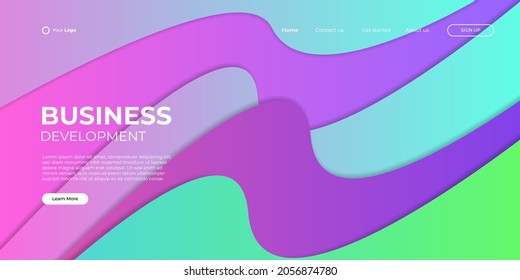 Landing page vector template. Abstract modern background with liquid fluid color shapes. Minimalistic template for websites, apps