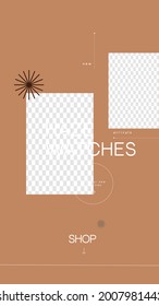 Landing Page Vertical Template for Website or Social Media Stories. UI Sale Page. Creative Mockup With Transparent Background. Vector illustration