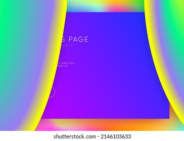 Página de inicio. Aplicación vibrante, plantilla ui. Fondo holográfico en 3d con moderna combinación de moda. Malla gradiente vívida. Página de aterrizaje con elementos dinámicos líquidos y formas fluidas.