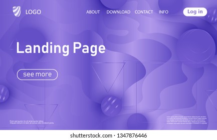 Landing page. Violet colour. Website template. Abstract background. Web design landing page. Vector illustration.