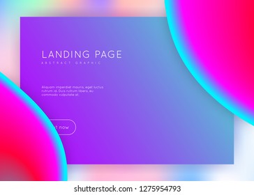 Landing page. Vivid gradient mesh. Holographic 3d backdrop with modern trendy blend. Vibrant ui, mobile layout. Landing page with liquid dynamic elements and fluid shapes.