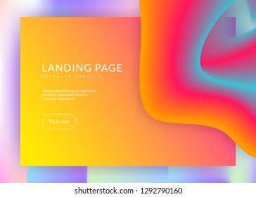 Landing page. Vivid gradient mesh. Holographic 3d backdrop with modern trendy blend. Business screen, ui composition. Landing page with liquid dynamic elements and fluid shapes.