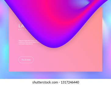 Landing page. Vivid gradient mesh. Business screen, banner composition. Holographic 3d backdrop with modern trendy blend. Landing page with liquid dynamic elements and fluid shapes.