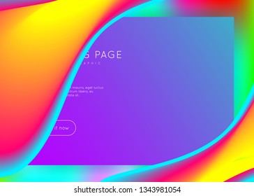 Landing page. Vivid gradient mesh. Magic app, banner composition. Holographic 3d backdrop with modern trendy blend. Landing page with liquid dynamic elements and fluid shapes.