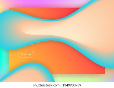 Landing page. Vivid gradient mesh. Holographic 3d backdrop with modern trendy blend. Neon banner, ui frame. Landing page with liquid dynamic elements and fluid shapes.