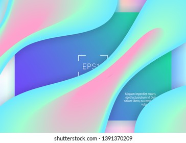 Landing page. Vivid gradient mesh. Holographic 3d backdrop with modern trendy blend. Rainbow mobile, screen layout. Landing page with liquid dynamic elements and fluid shapes.