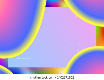 Landing page. Vivid gradient mesh. Round screen, interface frame. Holographic 3d backdrop with modern trendy blend. Landing page with liquid dynamic elements and fluid shapes.