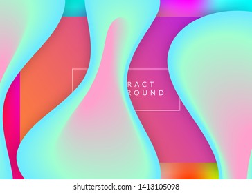 Landing page. Vivid gradient mesh. Holographic 3d backdrop with modern trendy blend. Psychedelic banner, screen frame. Landing page with liquid dynamic elements and fluid shapes.