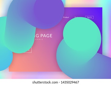 Landing page. Vivid gradient mesh. Creative ui, screen layout. Holographic 3d backdrop with modern trendy blend. Landing page with liquid dynamic elements and fluid shapes.
