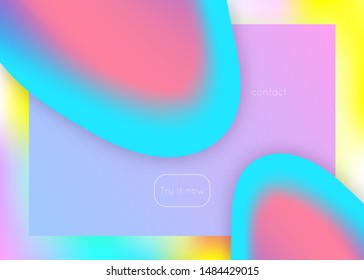 Landing page. Vivid gradient mesh. Holographic 3d backdrop with modern trendy blend. Molecular interface, banner layout. Landing page with liquid dynamic elements and fluid shapes.