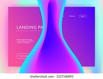 Landing page. Vivid gradient mesh. Vibrant screen, app layout. Holographic 3d backdrop with modern trendy blend. Landing page with liquid dynamic elements and fluid shapes.