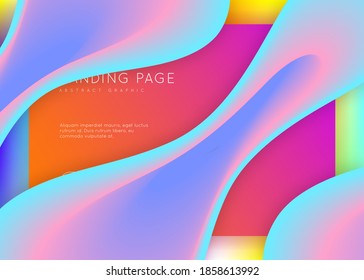 Página de inicio. Malla gradiente vívida. Fondo holográfico en 3d con moderna combinación de moda. Brillante ui, diseño de interfaz. Página de aterrizaje con elementos dinámicos líquidos y formas fluidas.