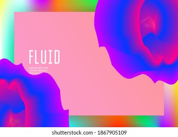 Página de inicio. Malla gradiente vívida. Fondo holográfico en 3d con moderna combinación de moda. Banner genial, diseño móvil. Página de aterrizaje con elementos dinámicos líquidos y formas fluidas.