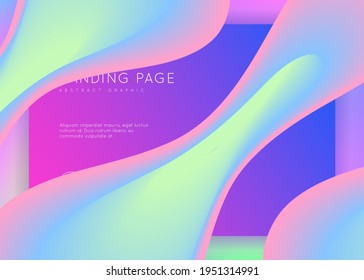 Landing page. Vivid gradient mesh. Abstract ui, website design. Holographic 3d backdrop with modern trendy blend. Landing page with liquid dynamic elements and fluid shapes.