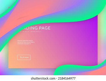 Página de inicio. Malla gradiente vívida. Vibrante página web, composición de banners. Fondo holográfico en 3d con moderna combinación de moda. Página de aterrizaje con elementos dinámicos líquidos y formas fluidas.