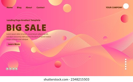 Landing page wavy gradient template vector illustration