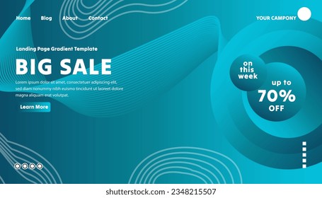 Landing page wavy gradient template vector illustration