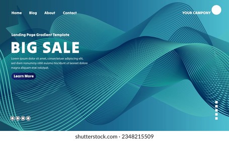 Landing page wavy gradient template vector illustration