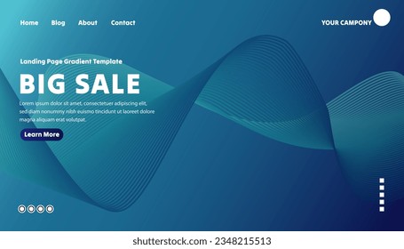 Landing page wavy gradient template vector illustration