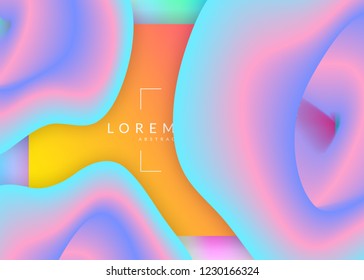 Landing page. Wavy interface, app design. Holographic 3d backdrop with modern trendy blend. Vivid gradient mesh. Landing page with liquid dynamic elements and fluid shapes.