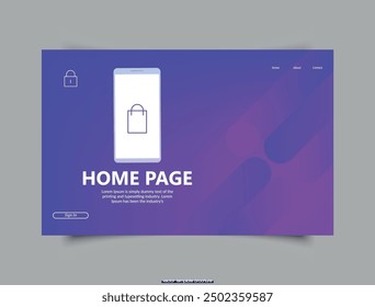 Landing page, web banner design template. White blank screen smartphone realistic 3d illustration, mockup for mobile interface. Vector layout design elements. For use in Presentation. Vector illustrat