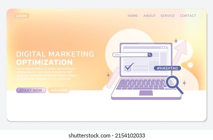 Landing Page und Web Banner Template mit Suchleiste und Optimierer. Zur Optimierung der digitalen Vermarktung.