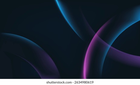 Landing page web design background with blue purple curved lines on dark background