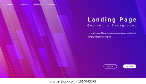 Landing page web design. Geometric background with dynamic shapes composition. Vector illustration