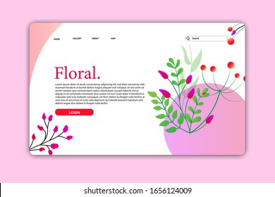 landing page or web page design templates for beauty, spa and wellness natural products, cosmetics, body care. hand drawn floral illustration concepts for website and mobile website development.