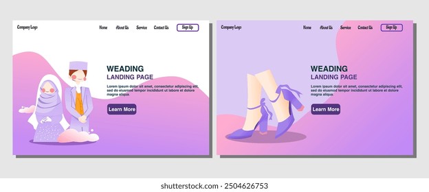 Landing page web weading invitation or decoration