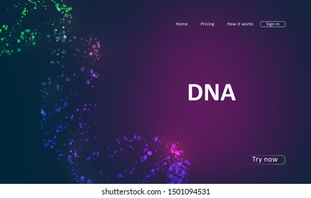 Landing page for a website about DNA structure. Science template for your design